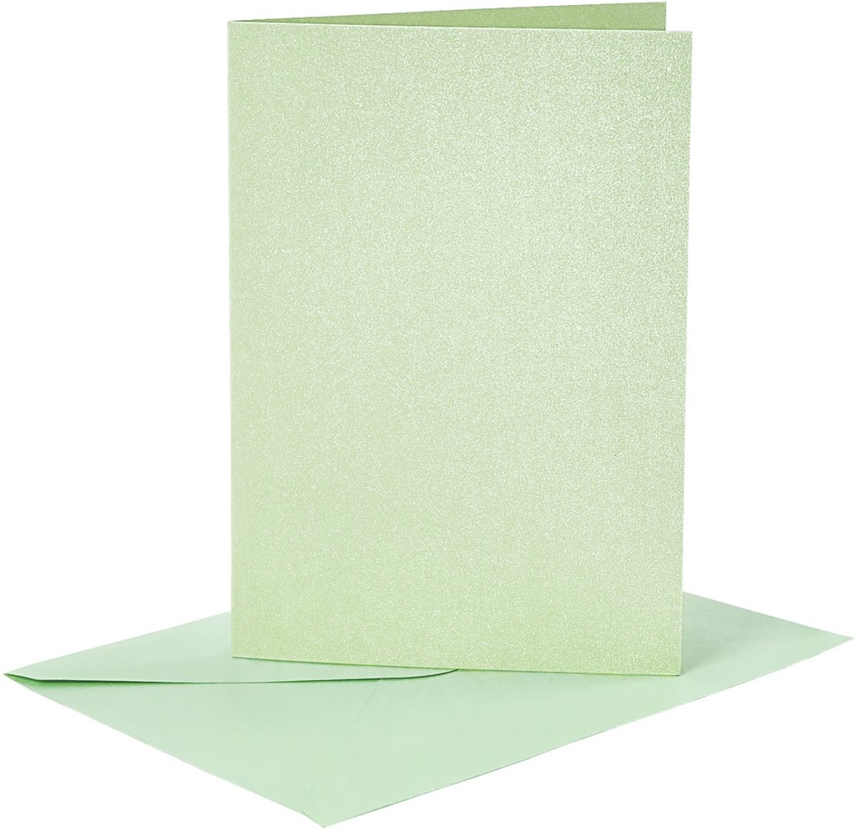 Kaarten en enveloppen, afmeting kaart 10,5x15 cm, afmeting envelop 11,5x16,5 cm, lichtgroen, parelmoer, 4sets [HOB-23033]